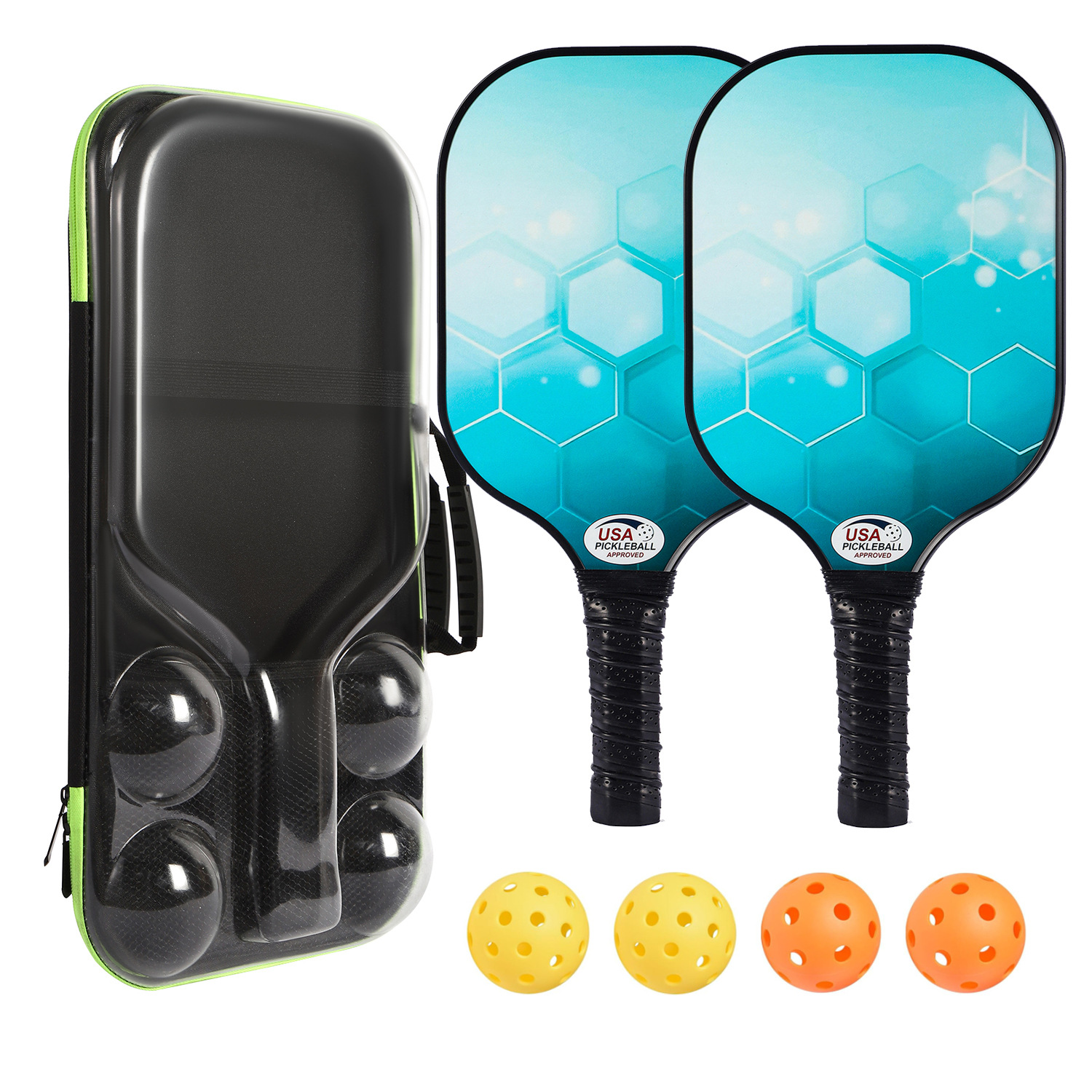 Pickleball Racket Fiberglass Pickleball Racket Transparent Eva Handbag Full Set of Pickleball Fiberglass Set