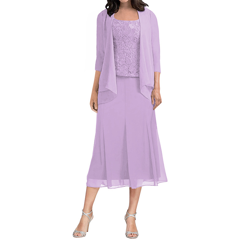 Comercio exterior Amazon vestido de noche de mujer nuevo matrimonio dos piezas temperamento delgado sin mangas fiesta regalos de celebridades medianos y largos