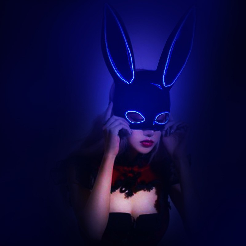 Atmosfera luminosa led props orejas conejo cara larga mitad de Halloween vestido COS máscara luces nocturnas lindas image 2