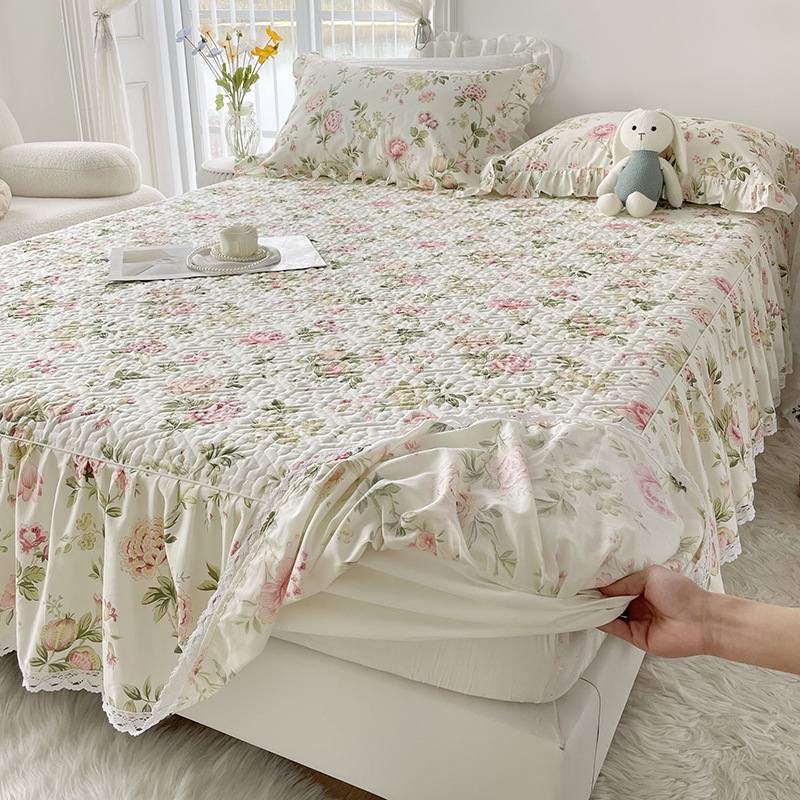 2025 nuevo estilo falda de cama de algodón funda de cama de algodón de una sola pieza sombrero de cama con falda cubierta de delantal de cama universal de cuatro estaciones