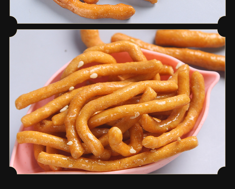 Traditional Chinese Sweet Jing Guo Tiao Rice Pastry Strips Xuzhou Specialty 500g Jar details