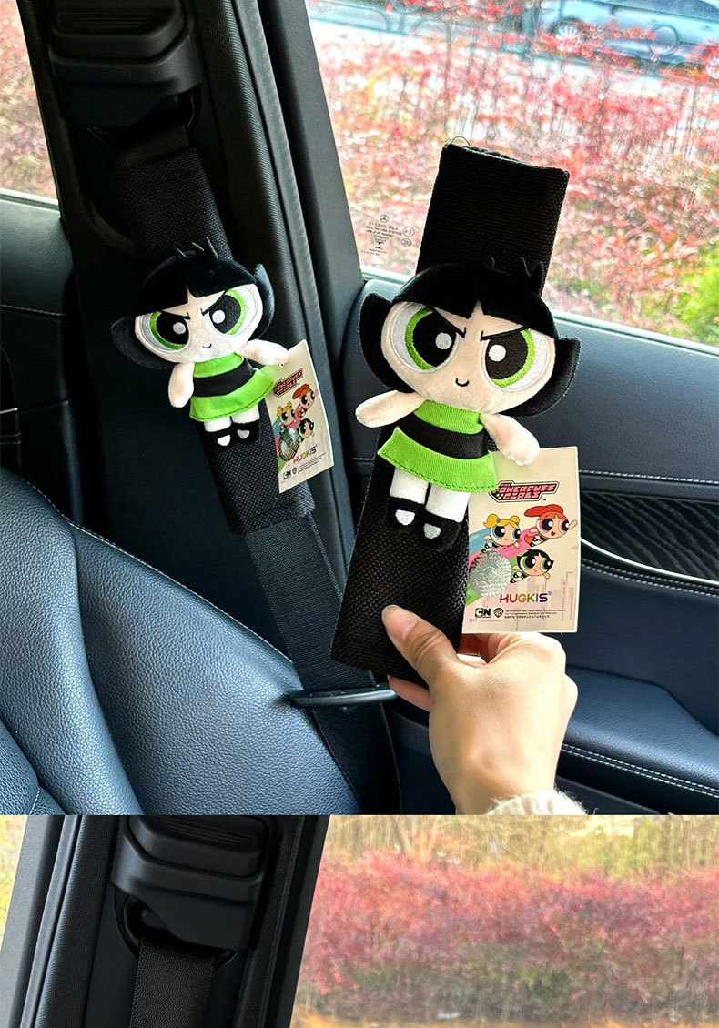 Car Seat Belt Shoulder Protector, Universal Car Anti-Wear Clothing for All Seasons, Cute Powerpuff Girls Car Protective Cover
