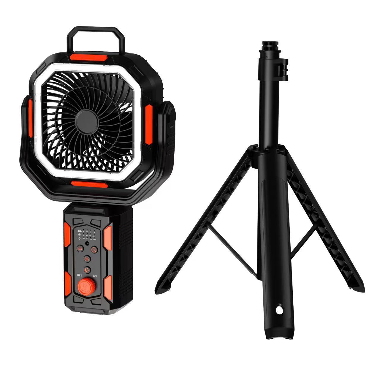 Ventilador de Trípode para Camping Recargable con Luz y Control Remoto