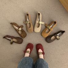 韩版复古平底单鞋女2025年秋季新款百搭通勤一字扣带浅口玛丽珍鞋