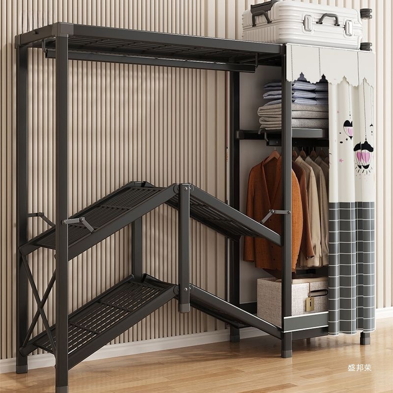 Folding Simple Wardrobe for Home Bedroom, Installation-Free Cloth Wardrobe, Small Apartment, All-Steel Frame, Strong and Durable, for Rental Housing