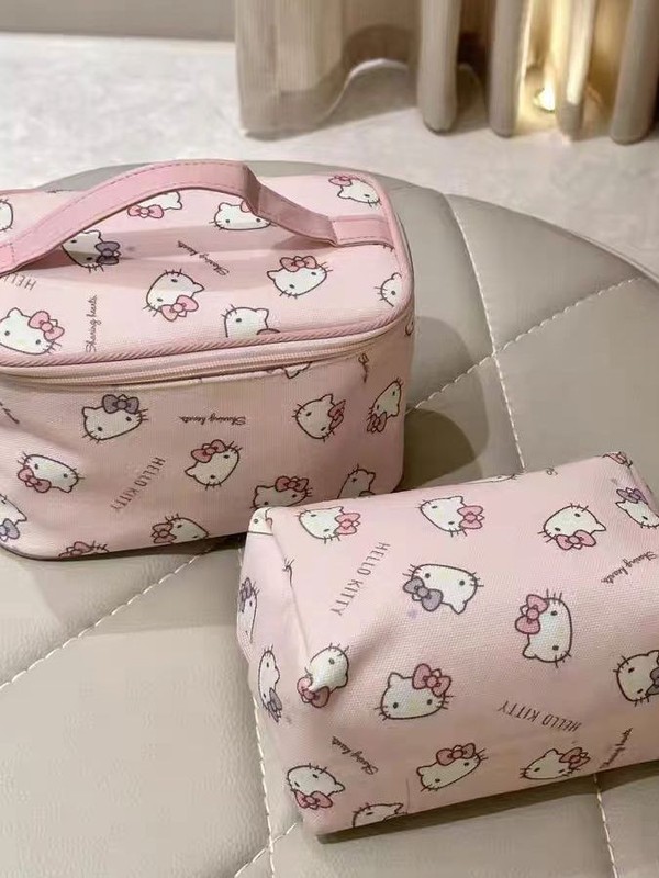 新しいキティかわいい大容量ポータブル収納ハンドバッグ旅行外出洗濯立体化粧品バッグ|undefined