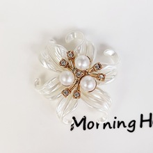 服配花饰饰品配件珍珠花朵花心鞋新款珍珠材料三颗点钻发饰头饰