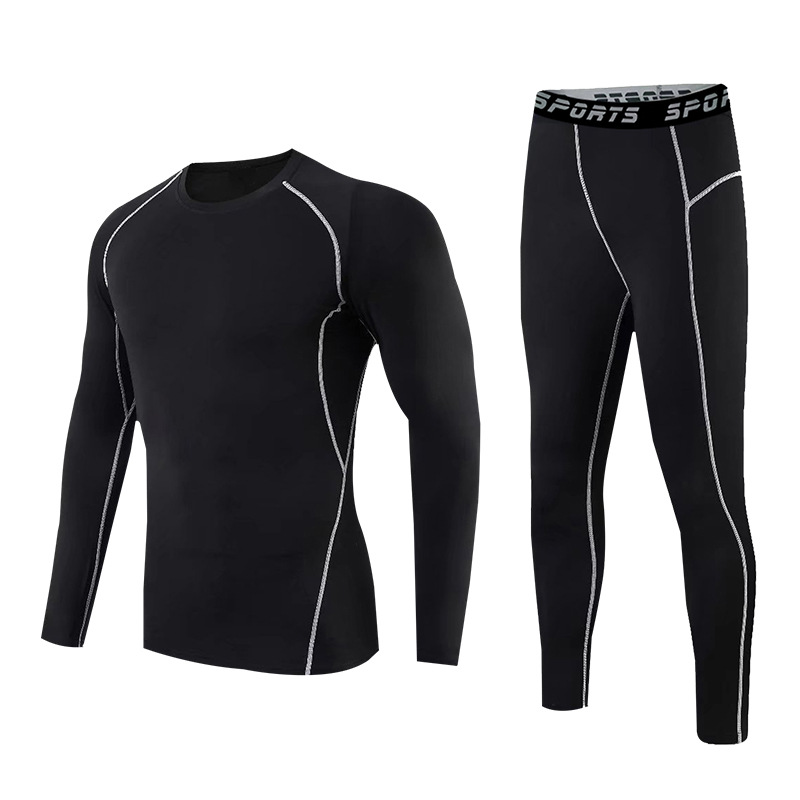 Otoño traje ajustado de los hombres deportes al aire libre correr fitness apretado alto estiramiento Slim Shaping traje