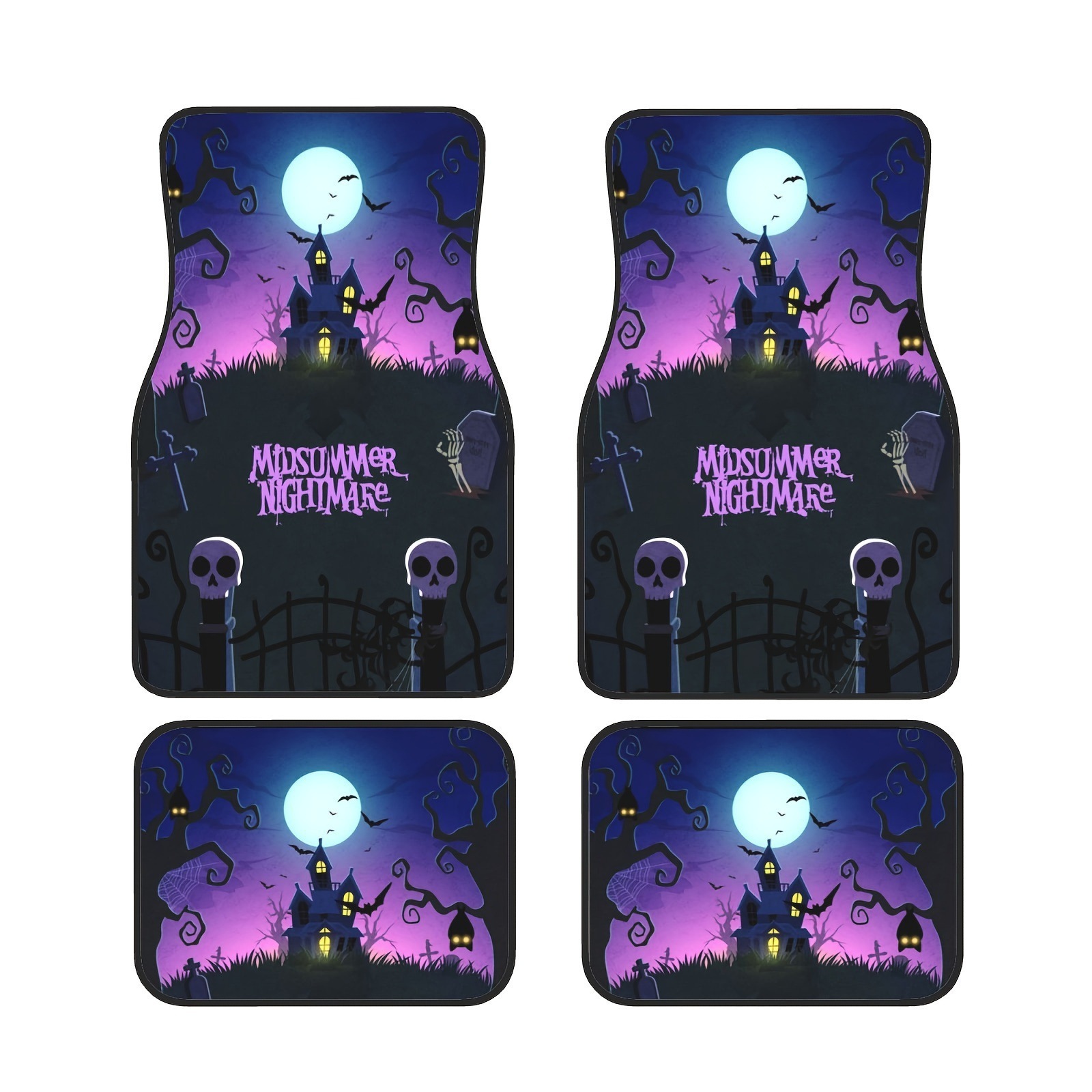 Almohadillas para automóviles estadounidenses transfronterizas juegos de cuatro piezas de Halloween resistentes al desgaste y a la suciedad almohadillas para el suelo fáciles de cuidar para los hogares almohadillas de terciopelo de cristal image 3