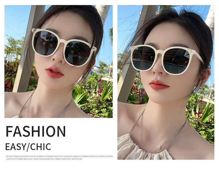 for Women High-End Feel 2025 New Large Sun Round White Frame Sunglasses UV Protection Make Face Look Smaller_voghion.com
