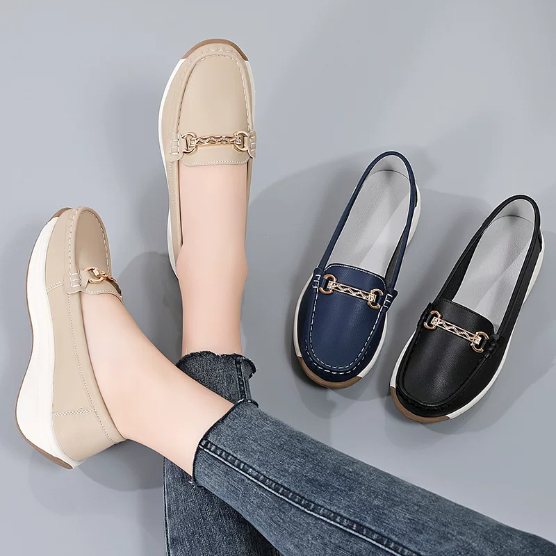 Summer high shoes platform, non-slip footwear for mother, loafers for leisure