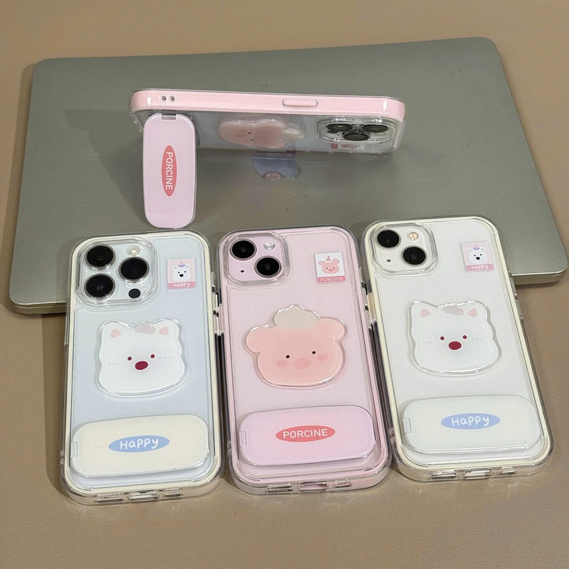 适用苹果17可爱西高地手机壳15二合一镜子支架保护套iphone16pro|undefined