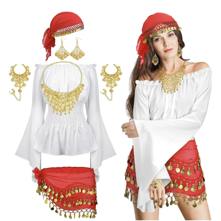 Танец живота Gyspy пиратский хиджаб танцевальный стол с аксессуарами