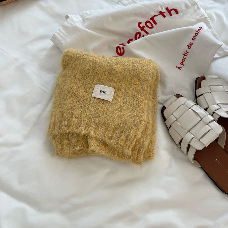 Contenant de la laine ~ Nouvelle écharpe en cachemire imitant un œuf gluant doux de couleur unie pour la chaleur hivernale en tricot de tempérament coréen_voghion.com