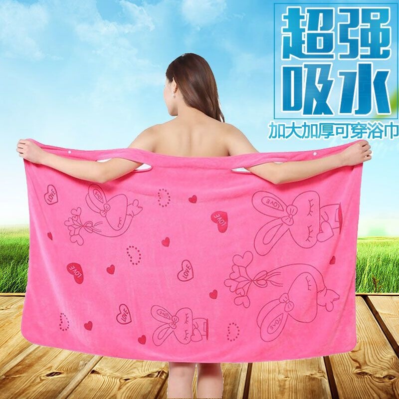 Women's wearable bath towel for home use, absorbent, quick-drying, non-shedding, wearable style with straps, body bathrobe, bath skirt, wholesale Women's wearable bath towel for home use, absorbent, quick-drying, non-shedding, wearable style with straps, body bathrobe, bath skirt, wholesale