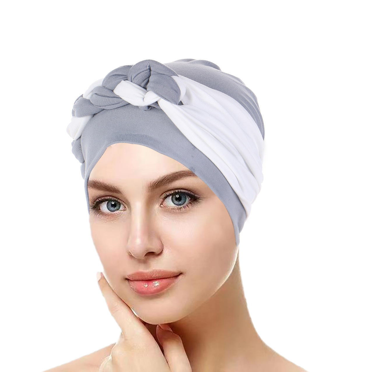 Kadınlar için elastik nefes alabilen ve kullanışlı başörtüsü şapka düz renk örgülü şapka Müslüman moda kazak şapka stokta_voghion.com
