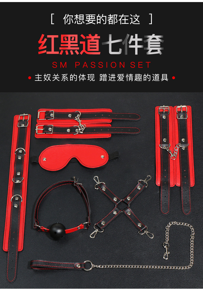 SM Mouth Ball Handcuffs Binding Training Set for Couples, PU Leather and Metal, Pink or Black — detail image 28