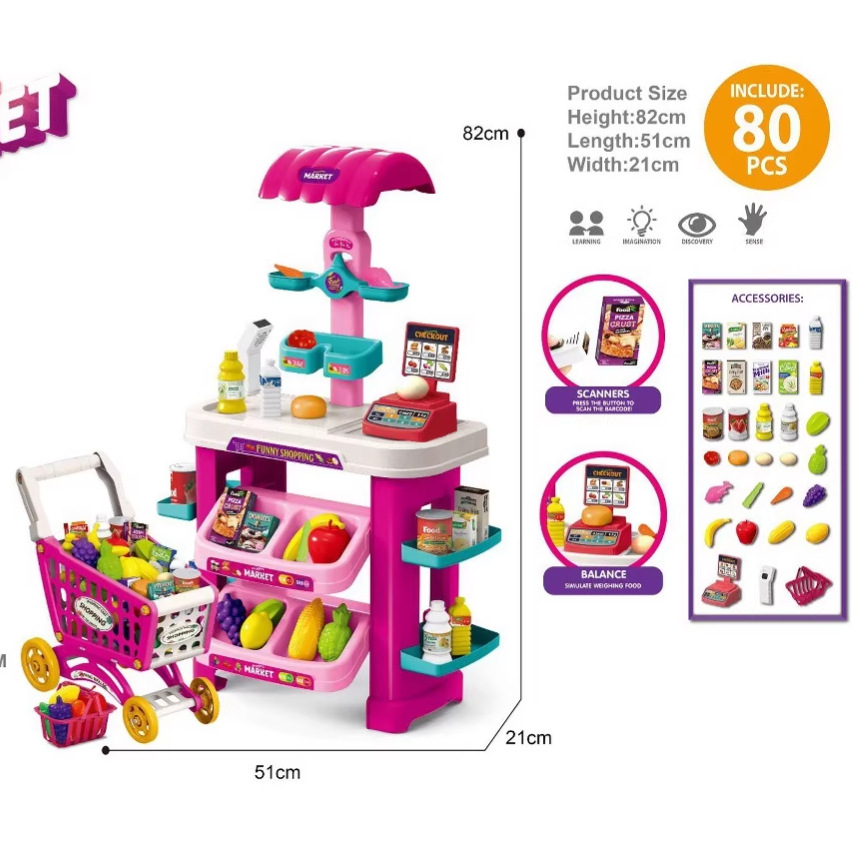 Transfronterizos niños simulación supermercado mesa de compras escanear caja registradora supermercado carro de compras mesa de venta juguetes de supermercado