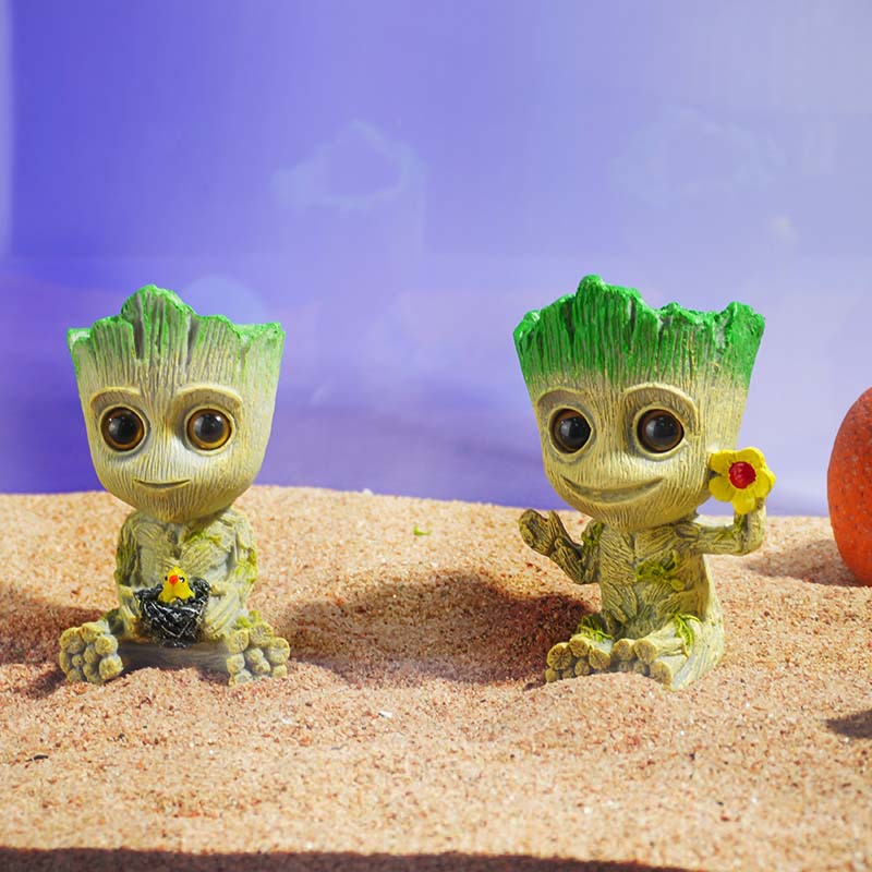 Tanque de peces acuario resina árbol hombre decoración refugio casa decoración sumergido Marvel Grut Groot Fish Tank paisaje