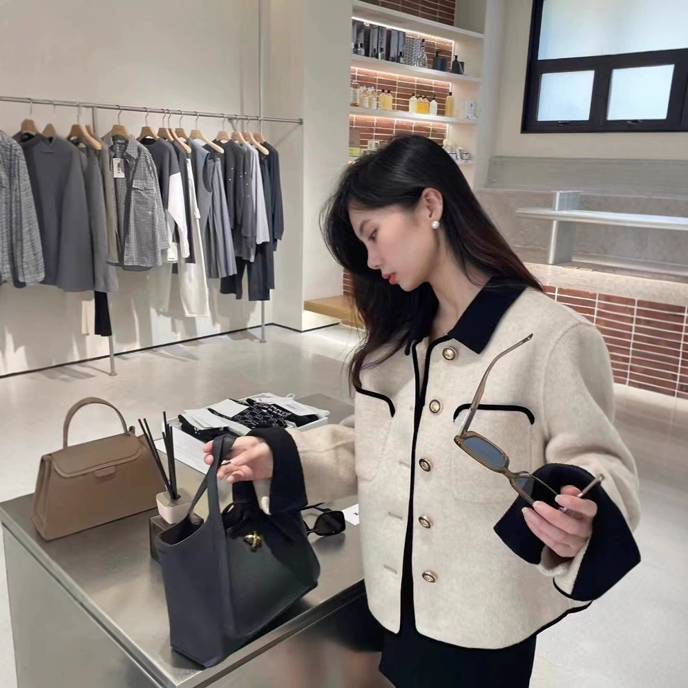 Демисезонная куртка, шерстяное пальто, стиль Chanel, для подростков
