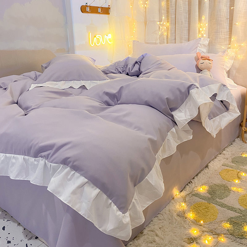 peas quilt Double Hearts Bed cover Four piece suit student Princess wind The bed Supplies fresh Three