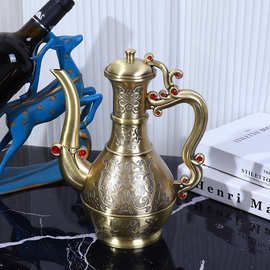 欧式金属仿青铜白酒酒壶仿古家用装酒高级老式复古樽壶创意酒壶