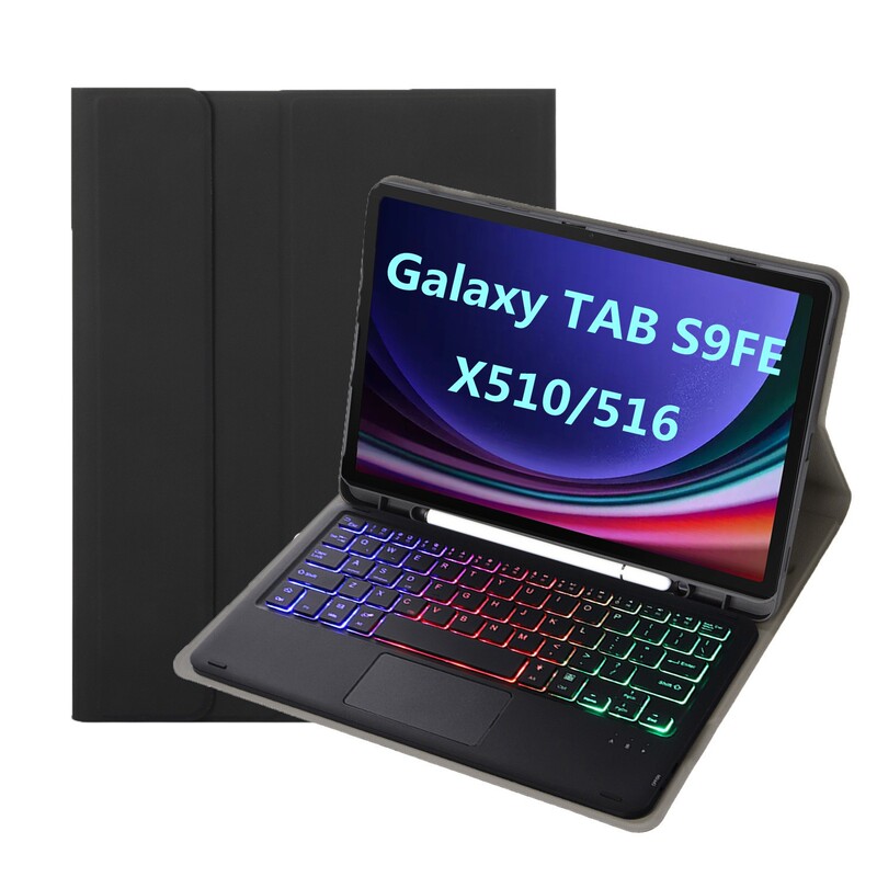 Samsung S9FE Tablet Pen Slot Protective Cover A9Plus Touch Gradient Backlight X810 Bluetooth Keyboard Leather Case Suitable