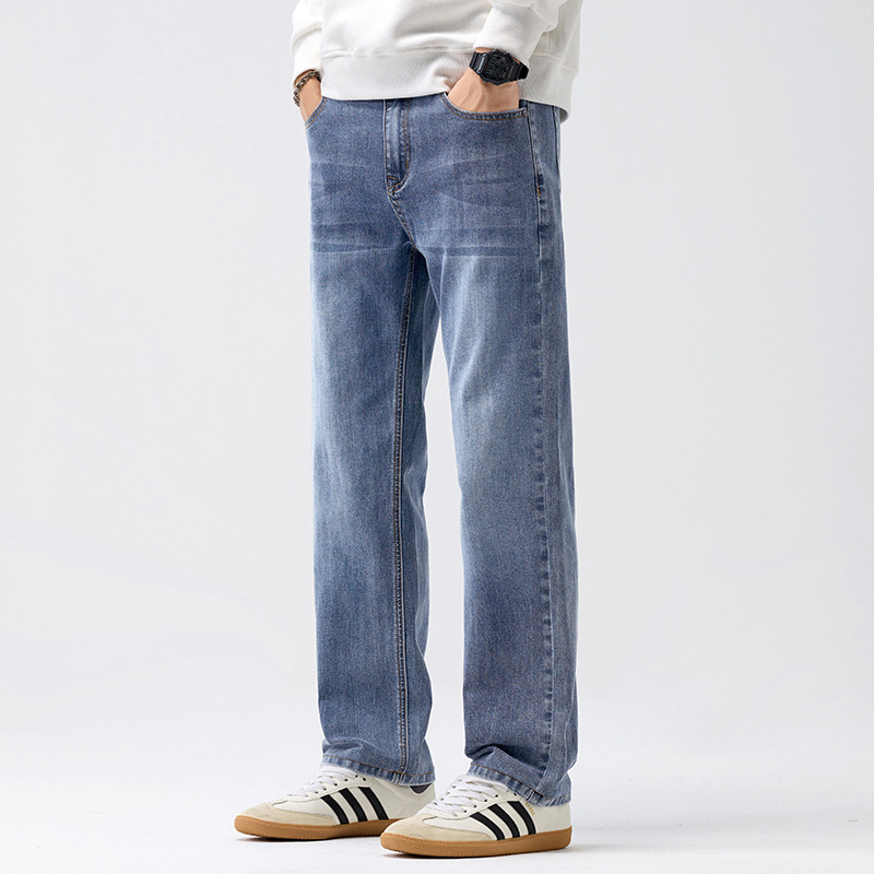 Autumn and Winter Loose Straight Jeans Men's Trendy Brand Student Retro Versatile Men's Wide-Leg Long Pants