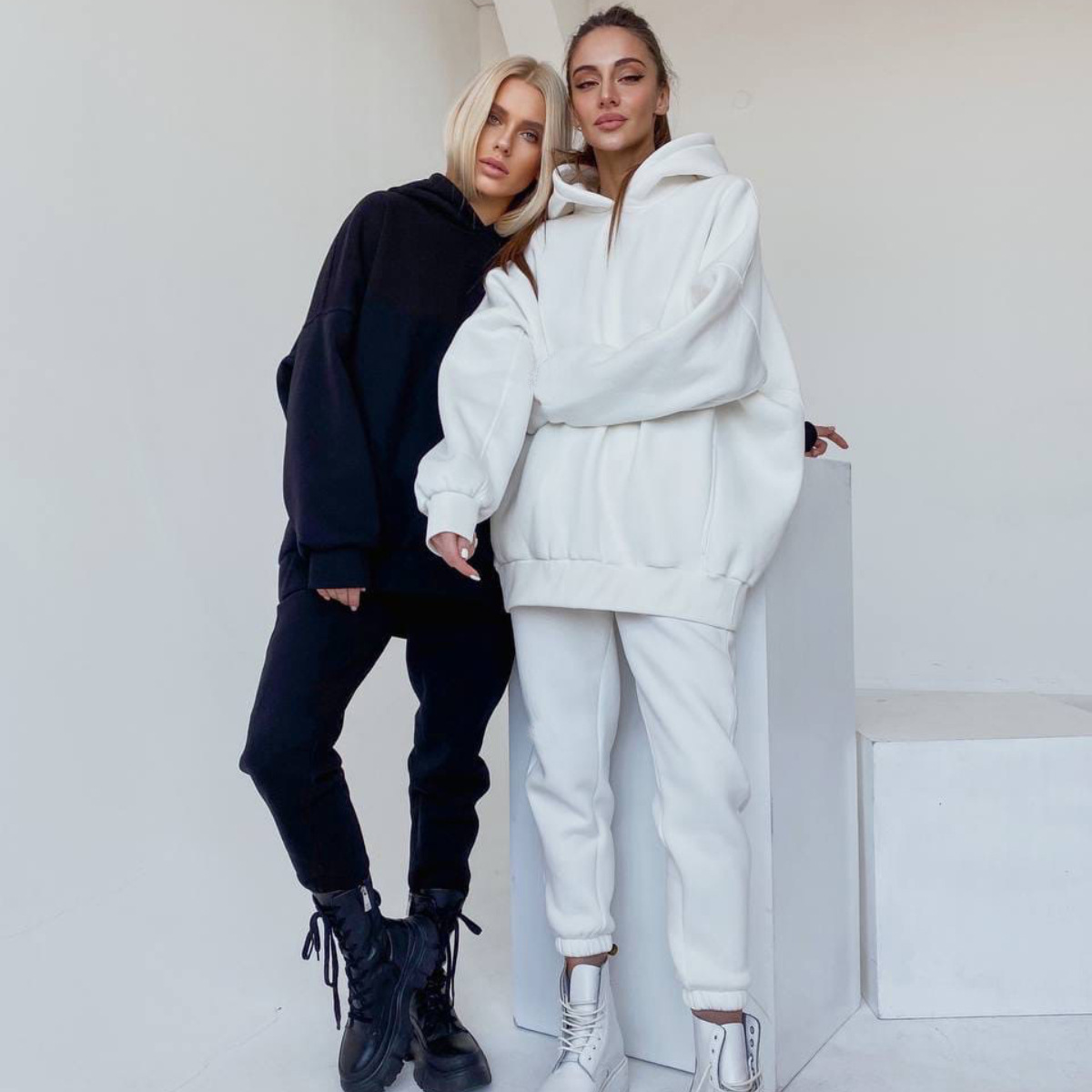 Women's Sweatshirt Suit Fleece-lined Two-piece Set For Women_voghion.com