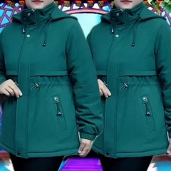 Fleece solid color clothes trench coat casual middle-aged and elderly women's clothing plus fat plus larger winter new mother's jacket