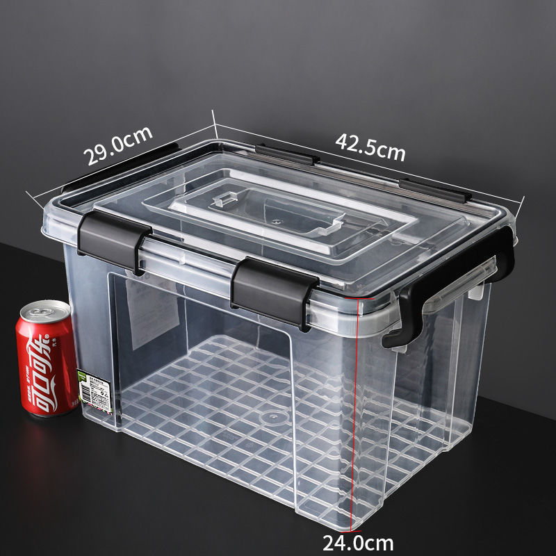Caja de almacenamiento sellada, caja a prueba de humedad transparente extra grande con anillo de silicona, almacenamiento de ropa doméstica al por mayor