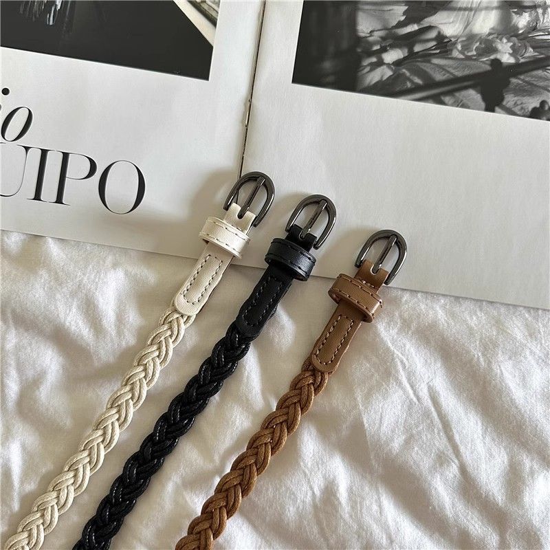 Woven Belt for Women, Suitable for Dresses and Coats, Waist-Cinching, Ins-Style, Simple and Versatile Decorative Thin Leather Belt Woven Belt for Women, Suitable for Dresses and Coats, Waist-Cinching, Ins-Style, Simple and Versatile Decorative Thin Leather Belt
