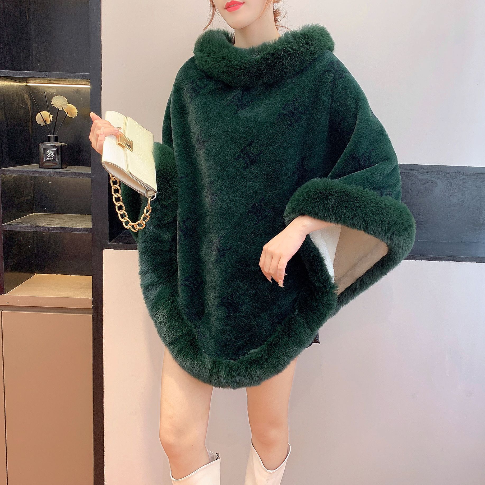 2024 otoño e invierno nueva ropa de mujer europea y americana Amazon crossover felpa estampado de fragancia moda femenina todo fósforo