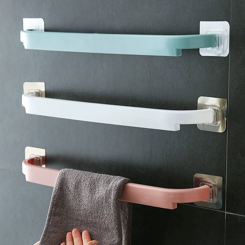 Bathroom towel rack punch-free toilet paste kitchen single rod plastic rag rack towel bar storage rack