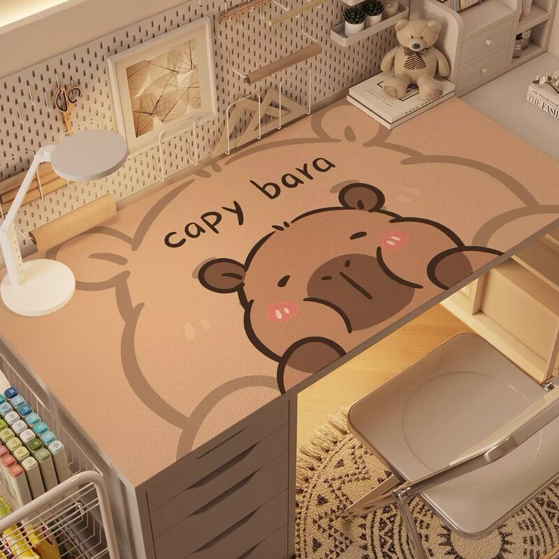 Kapibala 学生デスクマット漫画かわいい使い捨てレザーテーブルクロス耐油防水目の保護特別なデスクトップマット|undefined
