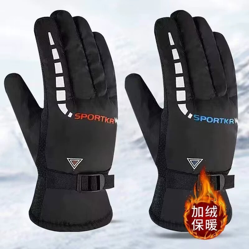 户外滑雪棉手套男冬季加厚加绒保暖女士骑行防风触屏骑车手套|undefined