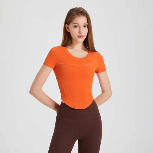 Sports short-sleeved women's quick-drying slimming running yoga wear T-shirt round neck skin-friendly breathable sports fitness top