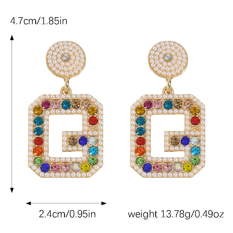 1 Pair Basic Modern Style Classic Style Letter Inlay Alloy Rhinestones Drop Earrings display picture 8