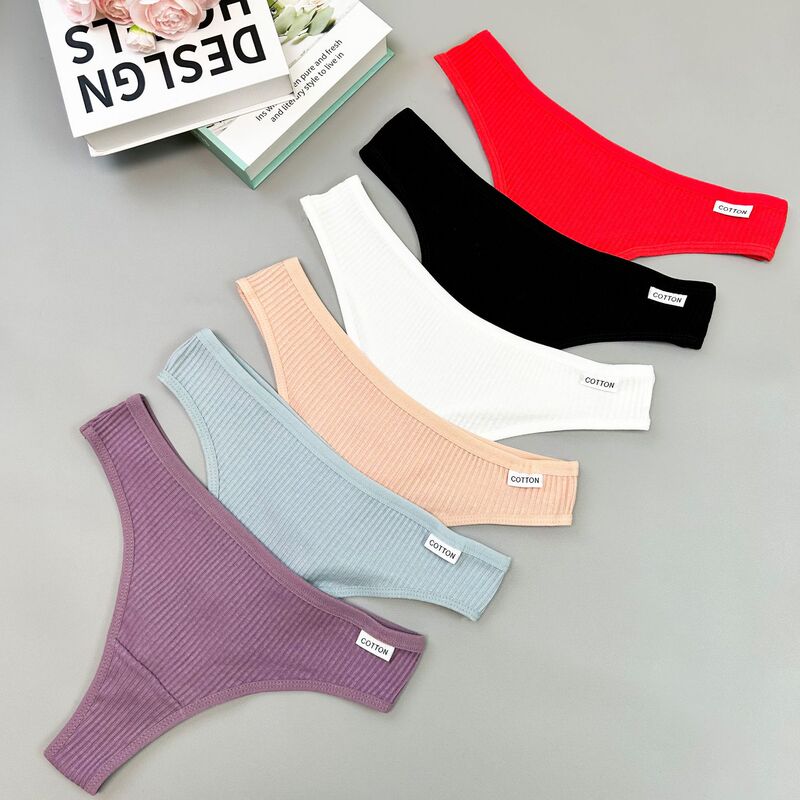 Women's pure cotton thong hot sexy temptation low waist girl threaded underwear cross-border nude bikini wholesale