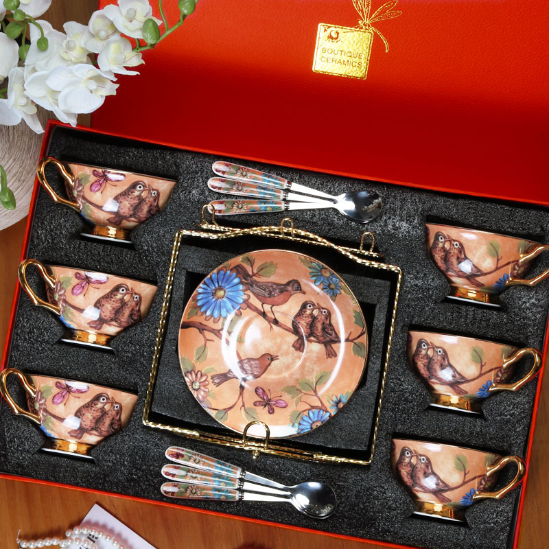 La Luz de lujo de porcelana británica tarde juego de té traje de alta apariencia taza de café y platillo traje de caja de regalo