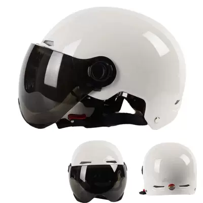 Electric Vehicle Helmet Abs Motorcycle Safety Supplies - white-tea-short-lens
