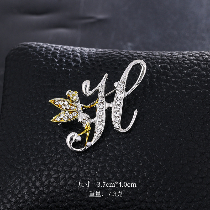 Ángel inglés carta broche moda oro diamante broche aleación ramillete accesorios de ropa PIN