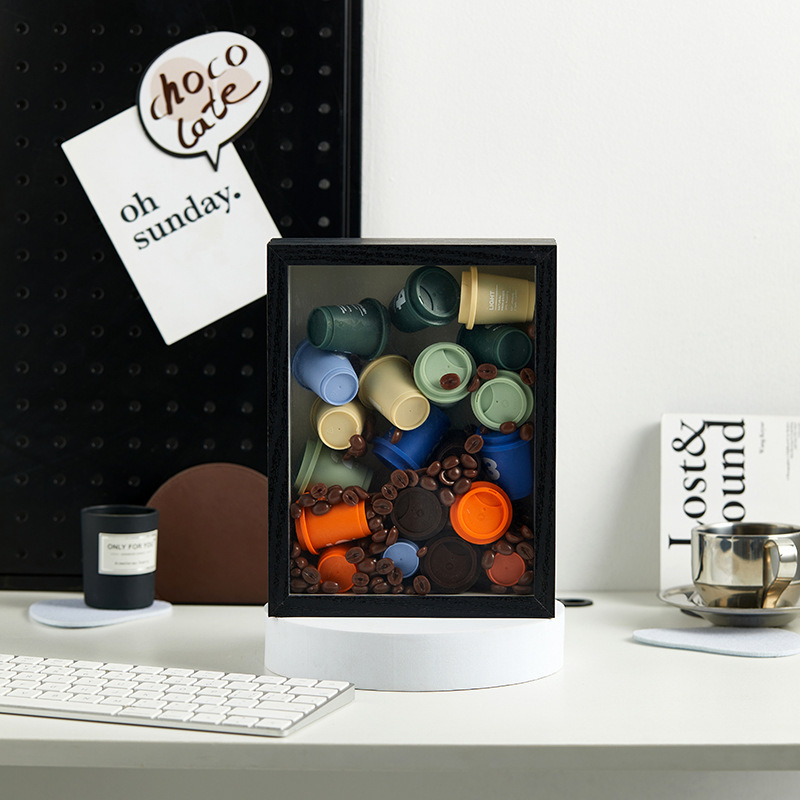 Creative hand-made photo frame decoration transparent photo frame solid wood diy display frame high-grade three-dimensional hollow storage photo frame