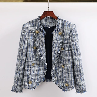 现货高品质春秋新款高级女式西服经典青果领小西装上衣外套25281