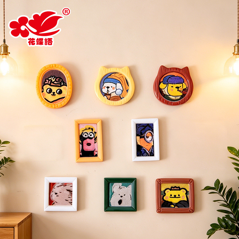 Original vintage famous painting animal photo frame fridge magnet cute ins healing style dollhouse wall decoration resin wholesale