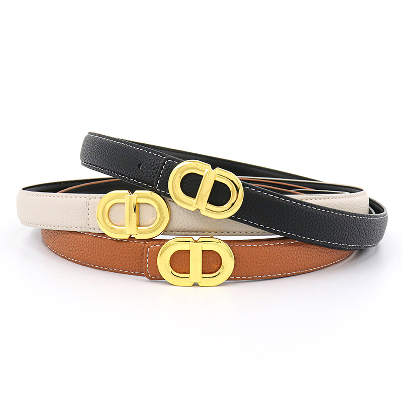 Women's Belt Lychee Pattern Casual Versatile Smooth Buckle Design_voghion.com