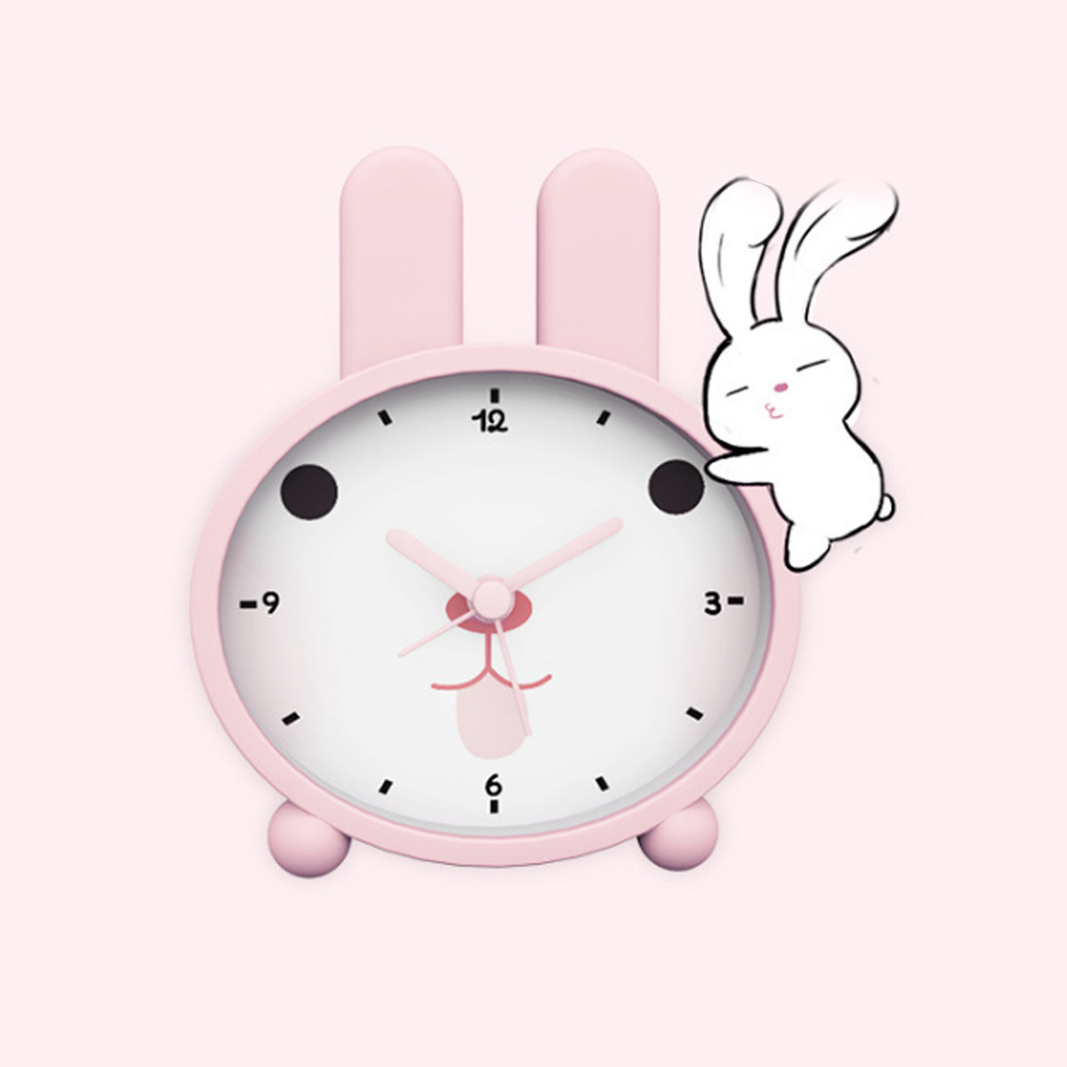 Reloj despertador pequeño diseño de animal cute, silencioso – decoración para mesita de noche, para estudiantes.