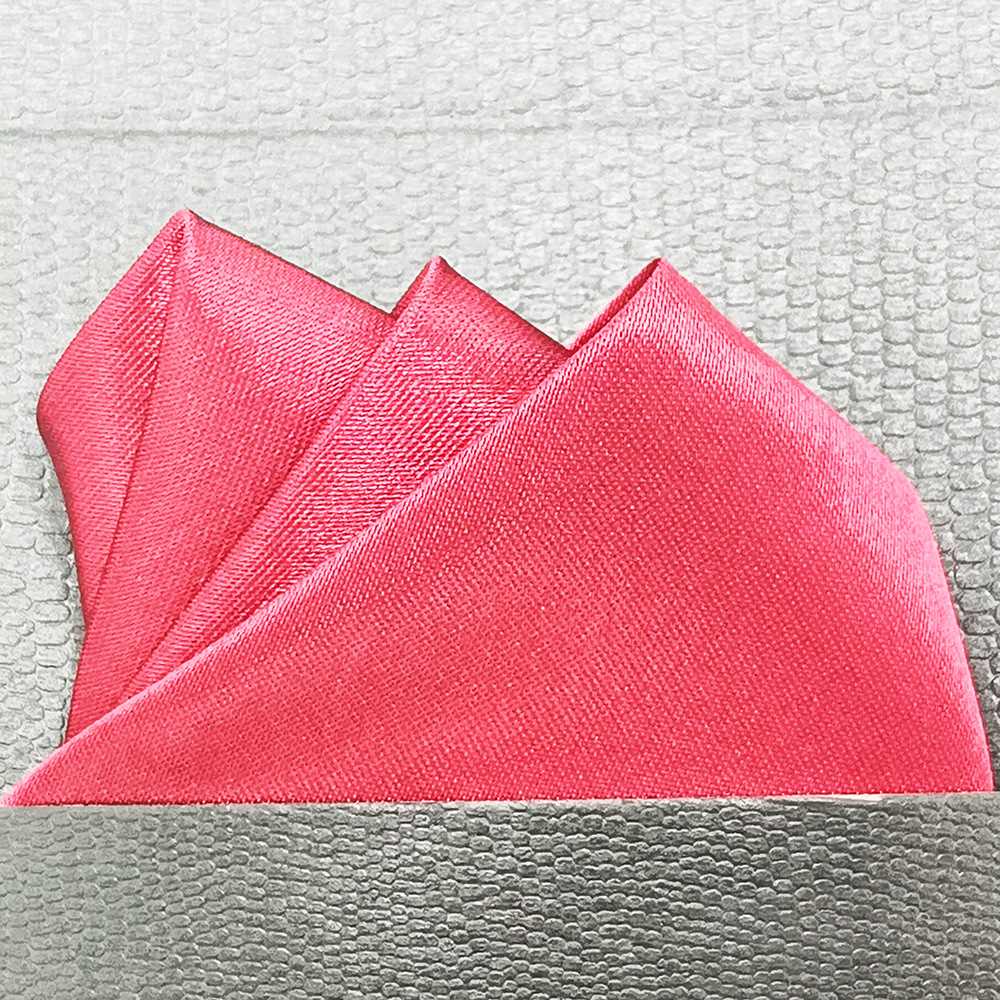 Toalla de bolsillo de traje de hombre de punto de fábrica, bufanda cuadrada pequeña de seda de poliéster brillante de color sólido, pañuelo multicolor opcional
