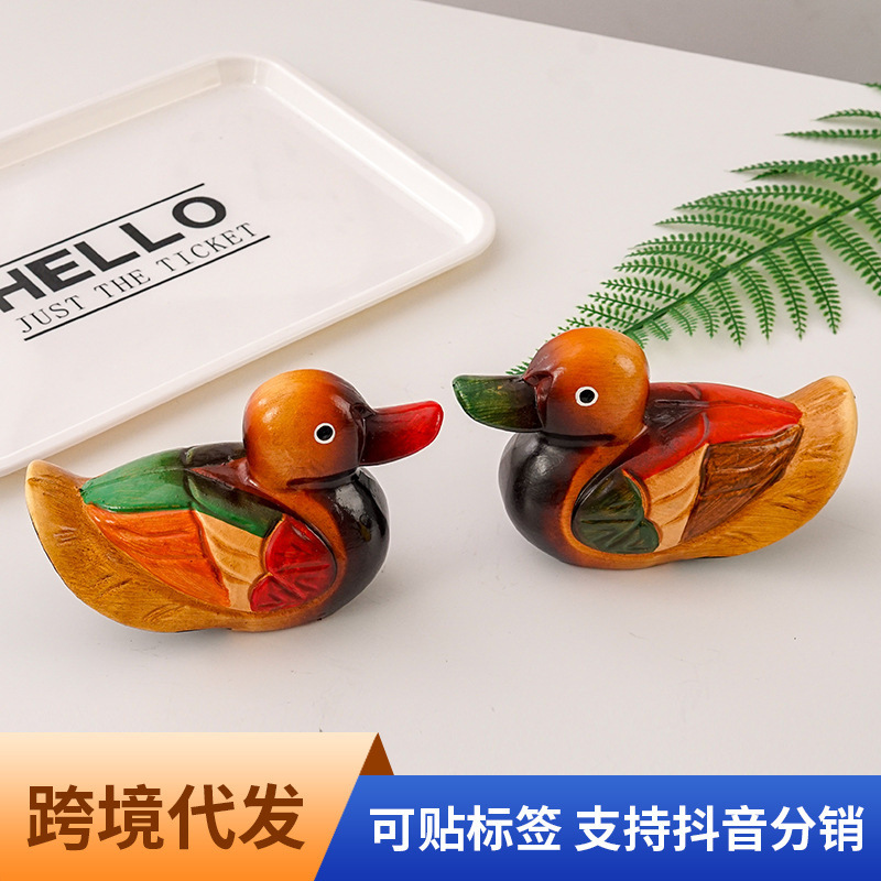 Cute Korean Style Mandarin Duck Wooden Hand-painted Color Duck Ornaments Interior Bedroom Room Decoration Wedding Cute Korean Style Mandarin Duck Wooden Hand-painted Color Duck Ornaments Interior Bedroom Room Decoration Wedding