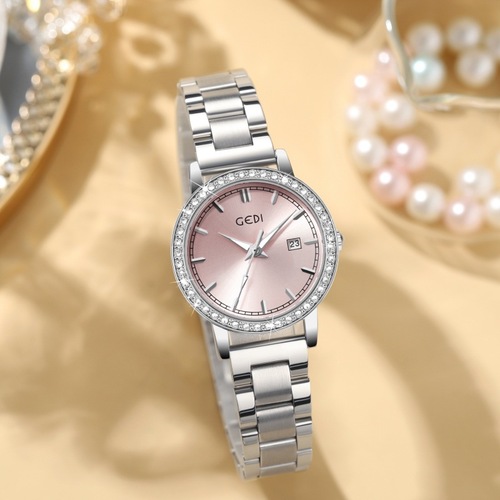 GEDI Casual Luxury Stainless Steel Women's Watch with Calendar, Waterproof High-end Style Quartz Watch for Women, Wholesale